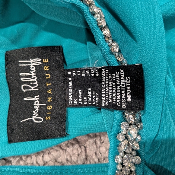 Joseph Ribkoff Teal Dress with Silver Accents - Picture 8 of 16